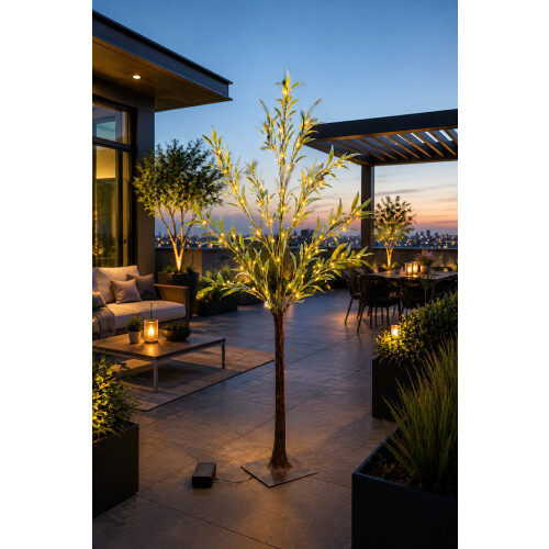 Spot On Dealz 1.2m Solar Powered Olive Tree 150 Microdot LED 1