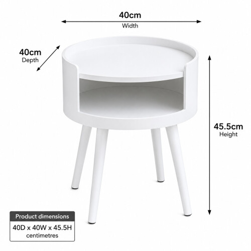 Spot On Dealz Modern White Side Table Round MDF Top and Pine Wood Legs 1