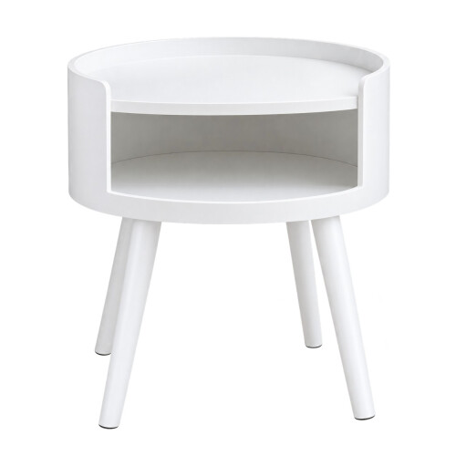 Spot On Dealz Modern White Side Table Round MDF Top and Pine Wood Legs