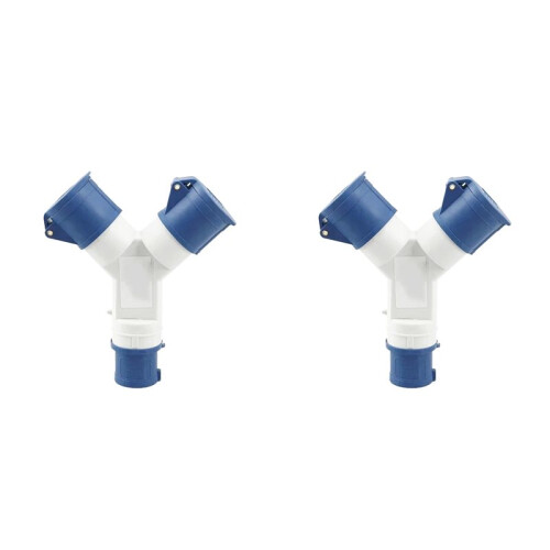 2X Y-Type Industrial Plug IP44 Waterproof 3Pin 16A Multi-Function Two-Way Connector Branch Socket Three-Phase Power