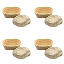 4X Oval Bread Proofing Proving Basket Rattan Dough Banneton Baguette Brotform Tools-21x14x8cm