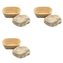 3X Ovale Pain Épreuvage Prouver Panier Rotin Pâte Banneton Baguette Brotform Outils-21X14X8Cm