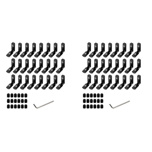 48pcs 2020 Series L-Shape Interior Inside Corner Connector Joint Bracket with Screws Black