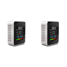 2X 5-in-1 Air Quality Monitor Levels Temperature & Humidity Detector with LCD Display Indoor Air Quality Sensor White