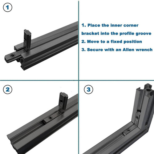 48pcs 2020 Series L-Shape Interior Inside Corner Connector Joint Bracket with Screws Black 2