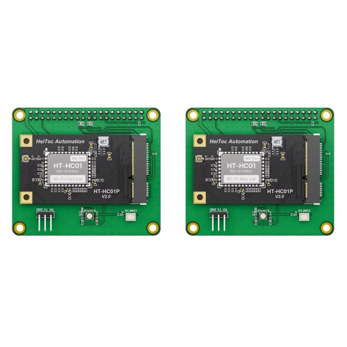 2X Módulo Heltec HT-HC01P V2 Wi-Fi HaLow com Interface  PCIe de 16dBm e 863-870MHz e Placa Base HAT para Raspberry Pi para IoT