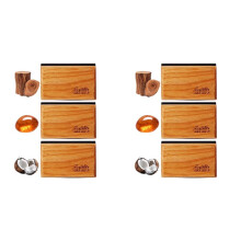 6PCS Wooden Car Air Freshener for Visor Clip,Teak/Coconut/Amber Scents, Long-Lasting Odor Eliminator with Metal Clip