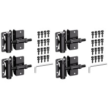 Charnières de Portail Robustes à Fermeture Automatique pour Clôtures en Bois/Métal/Vinyle/PVC, Tension Réglable, Finition Noire, Lot de 4