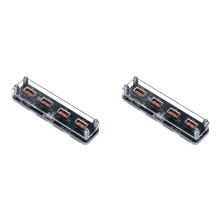 2X 4-Port USB Hub Power Supply 1-to-4 Type-C Power 5V Delivery Transparent Case Desktop Accessory External Laptops