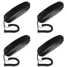 4X Wired Wall Phone, Hotel Small Phone, Suitable for Home/Bathroom/School/Office Fixed Wall Phone, Black