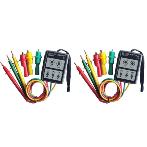 2X Phase Detector Three Phase Alternating Current Phase Meter Phase-Sequence Tester Digital Phase-Order Indicator SP8030