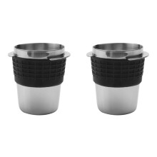 2pcs 58mm Coffee Dosing Cup Sniffing Mug for Espresso Machine Wear Resistant Stainless Steel Coffee Dosing Cup-Silver