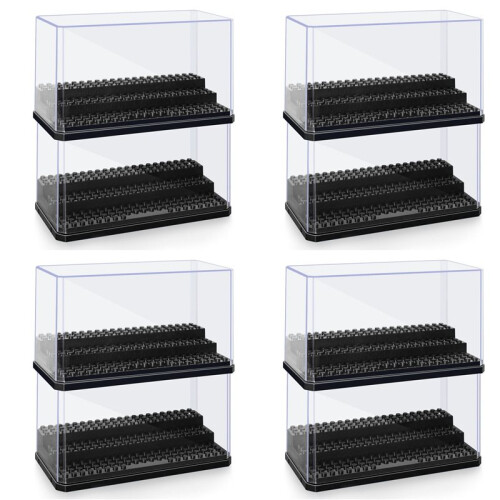 8X  Figure Display Box, Stackable Dustproof Building Block Display Box for Action Figure Toys