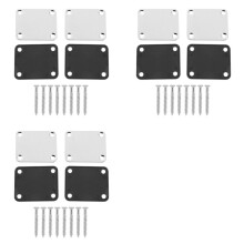 6 Pcs Guitar Metal Neck Plates with Plastic Mat for Strat Tele Style Electric Guitar Replacement, Chrome
