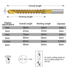 12PCS Titanium Coated Drill Bit Spiral Jagged Saw Drill Bit Composite Drill Bit Twist Drill Bit