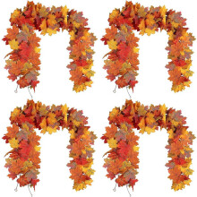 4X Artificial Maple Leaf Garland Autumn Decoration Leaves Autumn Garland Wedding Thanksgiving Dinner, B