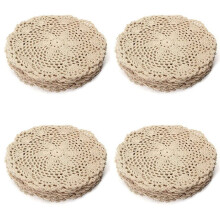 48Pcs Vintage Cotton Mat Round Hand Crocheted Lace Doilies Flower Coasters Lot Household Table Decorative Crafts