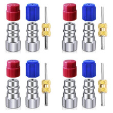 4X Kit de Conversión de R12 A R134a, Kit de Adaptador de Adaptación de CA, Hembra de 1/4 de Pulgada, para Sistema de Refrigerante de Aire