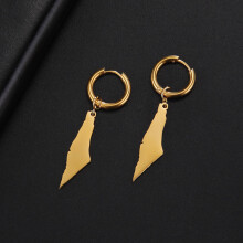 10X D Gold Palestine Map Dangle Earrings Women Country Geography Map Pendent Earring Stainless Jewelry