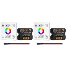 2X Kit Controlador de Painel de Toque RF LED RGB, Controlador de Fita de LED RGB com Controle Remoto Sem Fio RF, para 5 V 12 V 24 V 4 Pinos