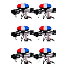 6X Bicycle Bell 6 LED 4 Tone Horn LED Light Electronic Siren Bicycle Bells for Kids Bike Accessories
