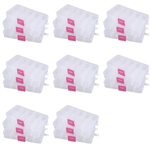 24pcs 10 Grid Electronic Component Parts Kits Plastic Storage Box Case