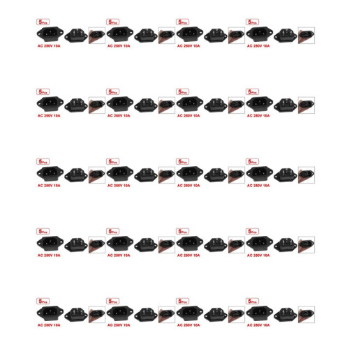 100 X Conector Enchufe Macho de Entrada 3P IEC 320 C14 CA 250V 10A