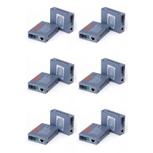 6 Pair HTB-3100 Fiber Transceiver Single Fiber Converter 25Km SC 10/100M Single Mode Single Fiber Transceiver EU Plug