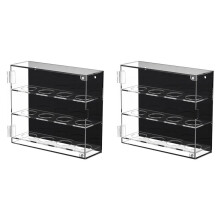 2X Acrylic Display Case Wall Mounted Holder 3 Layer Clear Display Box for 12 Balls