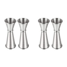 4 Pcs Jigger for Bartending, Cocktail Jigger 2 Oz 1 Oz , Bar Accessories, Cocktail Measuring Cup, Silver