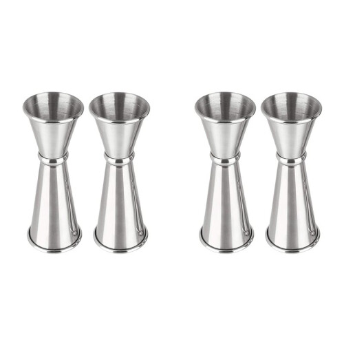 4 Pcs Jigger for Bartending, Cocktail Jigger 2 Oz 1 Oz , Bar Accessories, Cocktail Measuring Cup, Silver