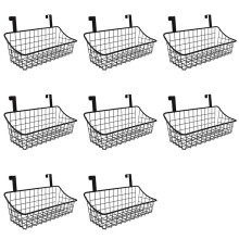 8X Basket with Hook Grid Storage Basket, Hang It Behind A Door or A Railing, over the Cabinet Door, Black