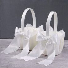 Paquete de 6 Cestas Blancas para Niña con Flores, Cesta de Boda para Niñas con Flores, Bonita Cesta de Satén para Niña con Flores
