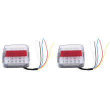 2X 12V LED Square Lamp Two-Color Tail Lamp Universal Car Supplies White Cover