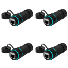 4X RJ45 Network Straight IP68 Waterproof Cat5/Cat6 Network Cable Connector Outdoor Dustproof Rj45 Wire Joint Plug