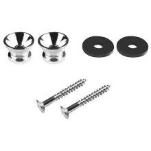 60Pcs Metal Strap Buttons End Pins with Mounting Screws for Electric Acoustic Guitar, Bass,Ukulele