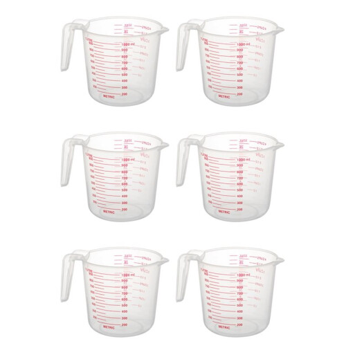 6X 1000Ml Measuring Cup Baking Tool Kitchen Tool High Quality Plastic Measuring Cup Tool Cup with Scale