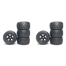 8Pcs Large Tire Widened Tyre Wheel for 144001 144010 124017 124019 12428 Haiboxing 16889 RC Car Parts,Black
