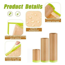 3pcs Pre-Taped Masking Paper Roll, Paint Protective Paper for Car Body, Wall and Art Painting Renovation