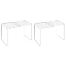 2X Locker Organizer Shelf Adjustable in Length for School Classroom Office Gym Lockers Home Storage (White)
