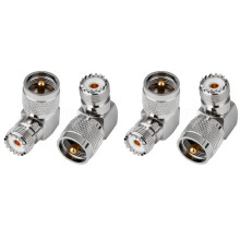 4PCS PL259 to SO239 UHF Male Female Connector SL16 PL-259 90 Degree Right Angle UHF Male to UHF Female Coax