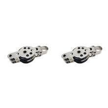 2X Bloc de Poulie à Double Poulie en Nylon en Acier Inoxydable 316 pour Accessoires de Bateau