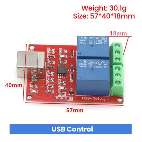 2X USB Relay Module 2 Channel 5V PC Intelligent Drive Control Board  Free Drive USB Computer Control Relay Module 2