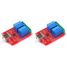 2X Módulo de Relé USB de 2 Canales y 5 V, Placa de Control de Accionamiento Inteligente para PC, Accionamiento Sin Interruptor, Módulo de Relé de