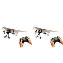2X RC Paper Airplane Kit, Remote Control Plane with Gyro Stabilizer & Dual Propellers, DIY Foldable Flying Toy, STEM Toy