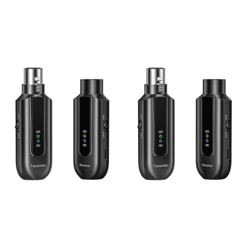 2X Convertitore per Microfono Wireless 2.4G XLR Sistema per Microfono Wireless Trasmettitore e Ricevitore per Microfono Dinamico