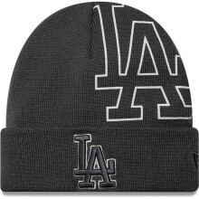 New Era Mens Oversize Logo Cuff Knit Los Angeles Dodgers Beanie - Charcoal