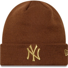 New Era Womens Cuff Knit Metalic New York Yankees Beanie - Med Brown