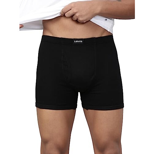 Levi'S Boxer de Hombre 100% Algodón Ajuste Regular Sólido (Pack de 1) (#010-Boxer Brief-Blk-P1_Black_L)