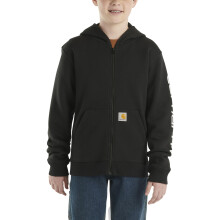Carhartt Kinder CP8675 Langarm Vollreißverschluss Logo Sweatshirt - Jungen, Schwarz, Mittel